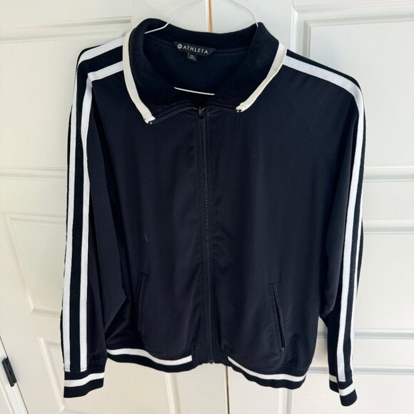 Athleta Sprint Track Jacket Featherweight Stretch Black Zip Front High Neck XL - Picture 6 of 9